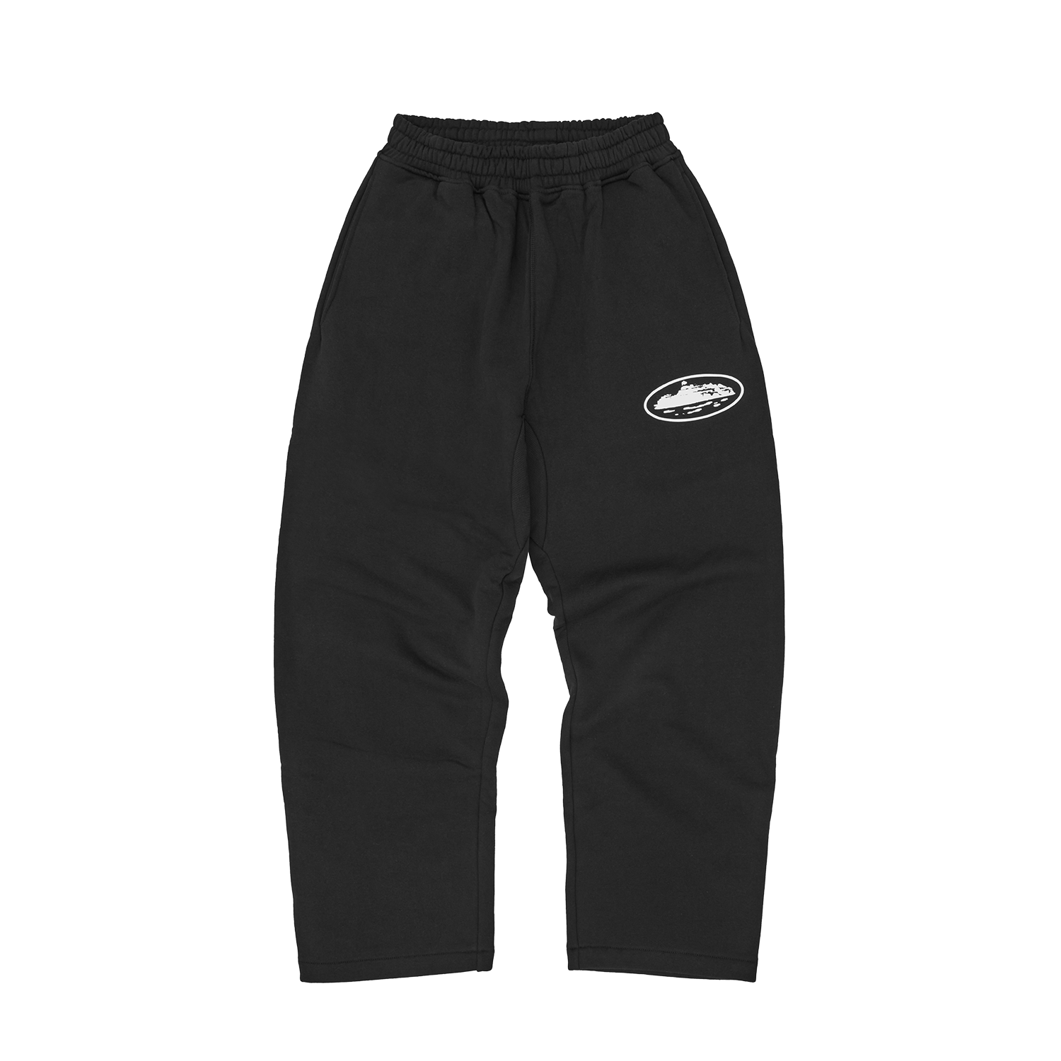 Island Puff Print Open Hem Sweatpant Black