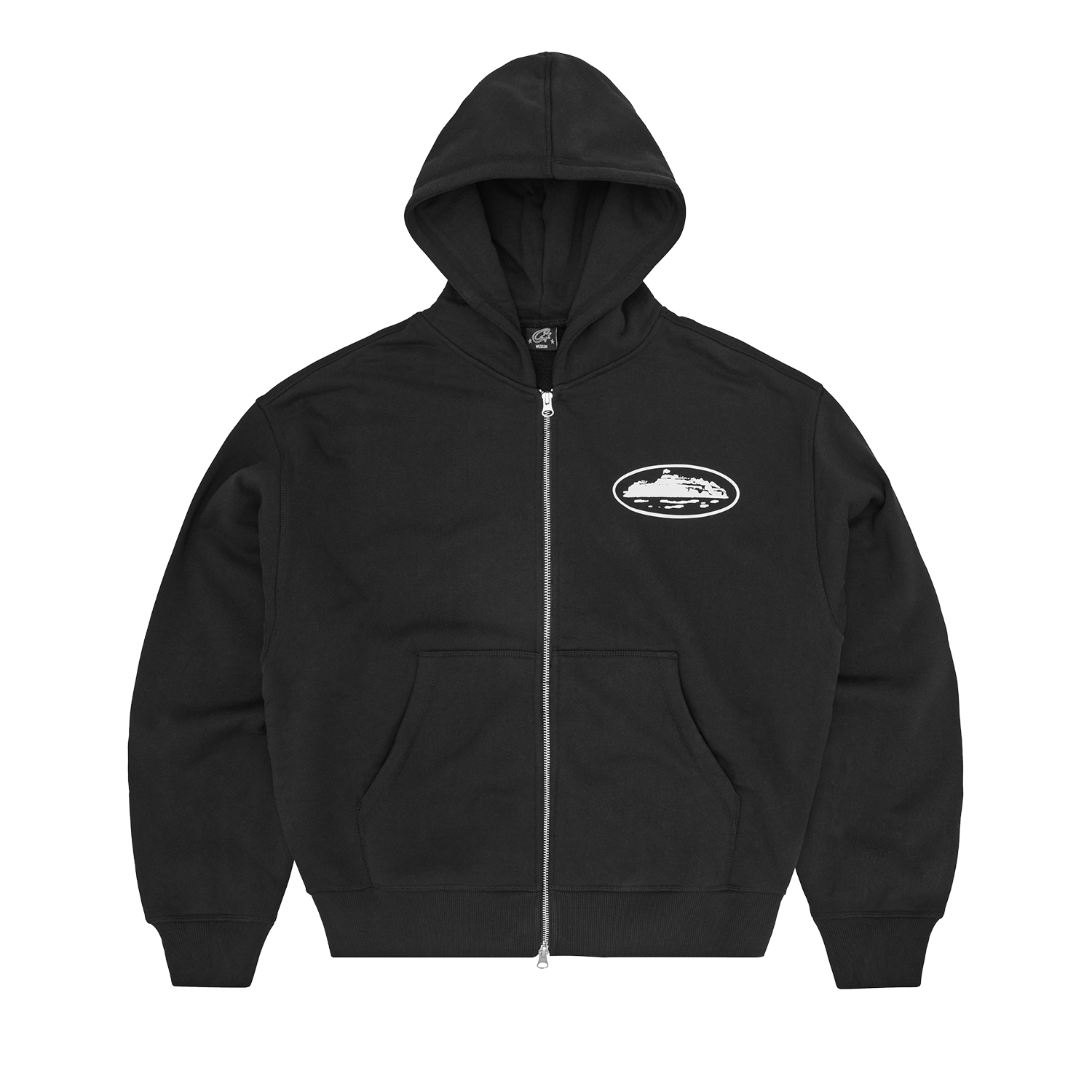 Island Puff Print Zip Hoodie Black